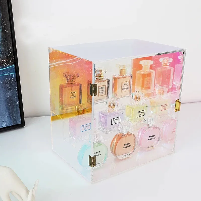 Luxury Colorful perfumes stand display acrylic perfume rack perfume display cabinet