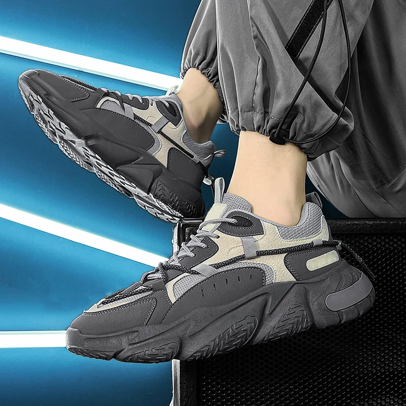 2023 Trendy Men Chunky Platform Sneakers Breathable Casual Sports Shoes