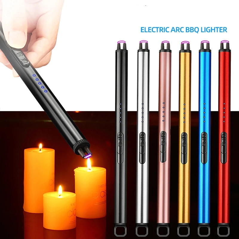 Wholesale Electric USB Pulse Igniter With LED Battery Display Windproof Natural Gas Candle Arc Lighter For Kitchen Outdoors