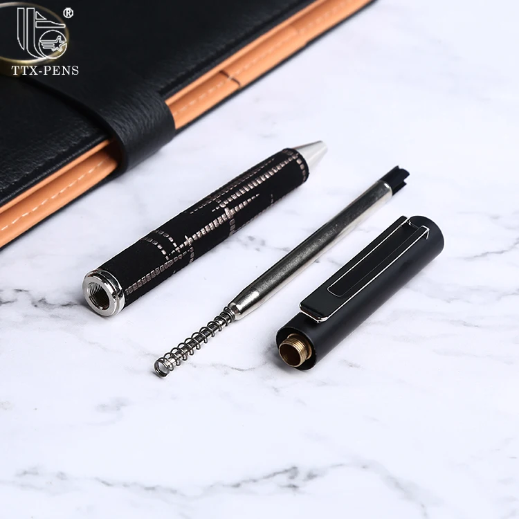 TTX New Design Packaging Metal Ball Glitter Gel PU leather Twist Shock School Rose Gold Cool Eco Pen