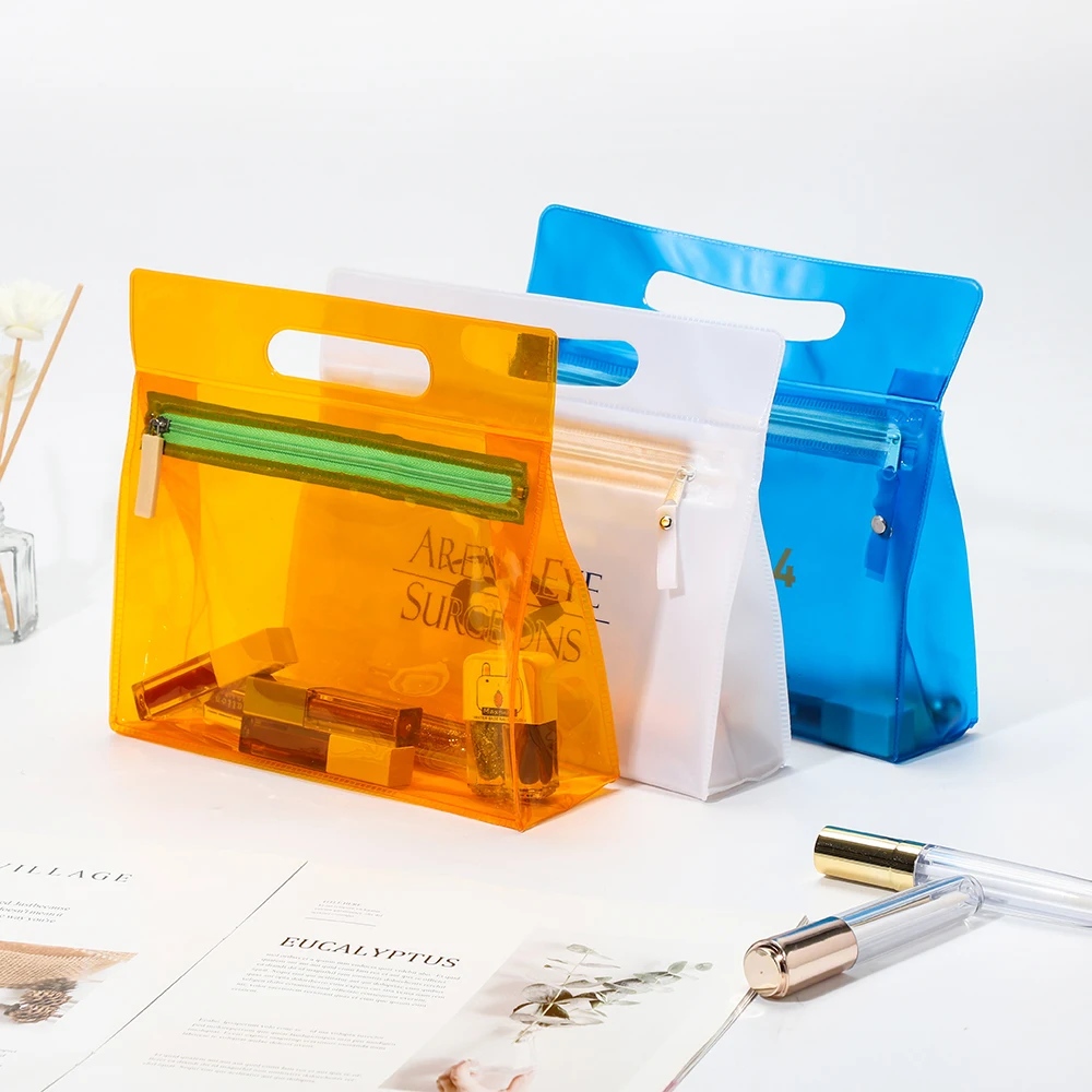 Ecofriendly Women Durable Waterproof Cosmetic Bag Portable PVC Transparent Makeup Bag With Zipper