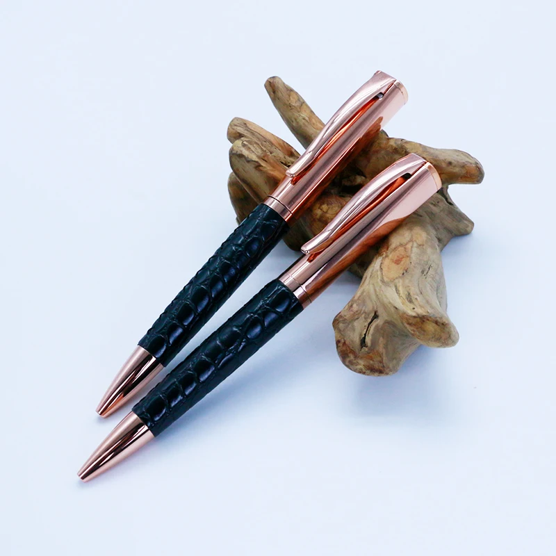 Eacajess Factory Wholesale High-grade Luxury Metal Roller Pen PU Leather Metal Ballpoint Pen Gift Box Custom Pens With Logo