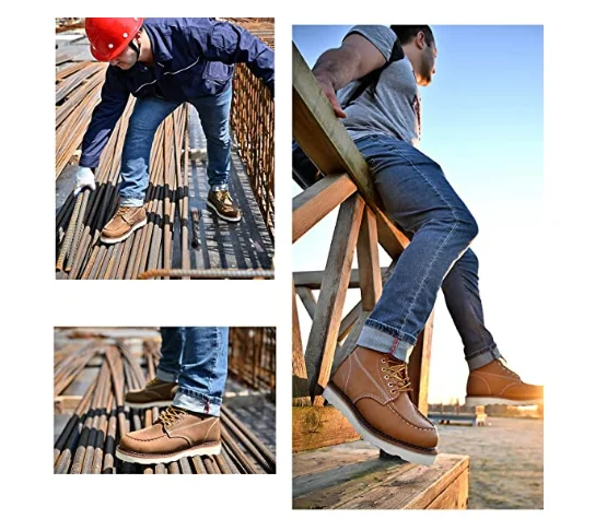 Crazy Horse Leather EVA Phylon Sole Goodyear welted Work Boots safety shoes for mens