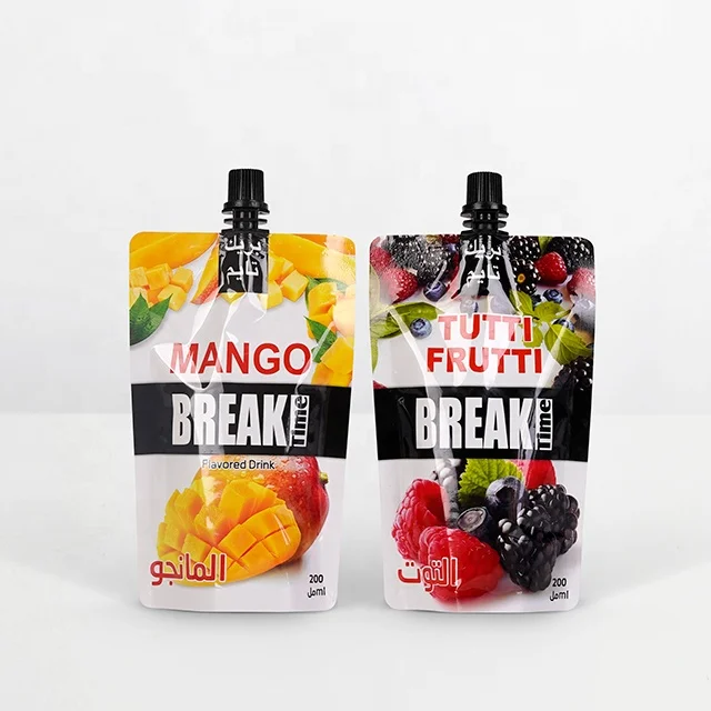 Factory Custom Plastic Reusable Liquid Standing Pouch with Spout Fruit Drink Juice Packaging