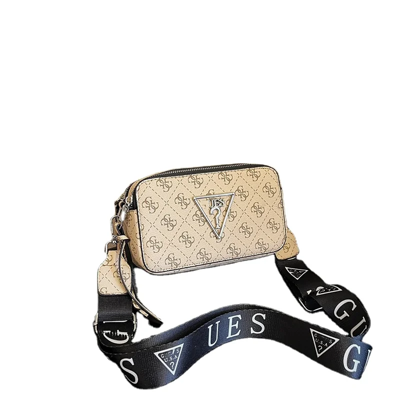 2024 NEW YCH Ins High quality vintage printed Metal logo Wide strap Shoulder Bag Large capacity camera bag Crossbody bag
