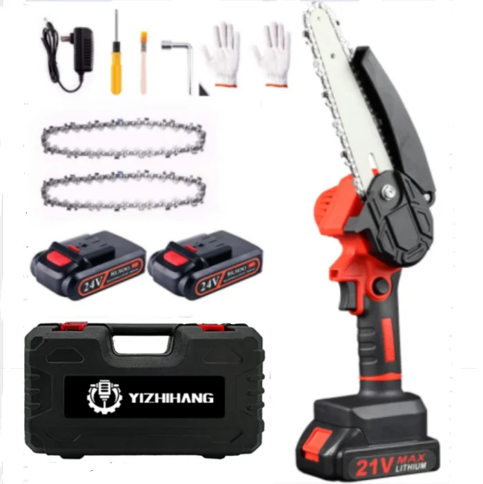 20V Handheld 6Inch Cordless Electric Mini Chain Saw For Wood Cutting