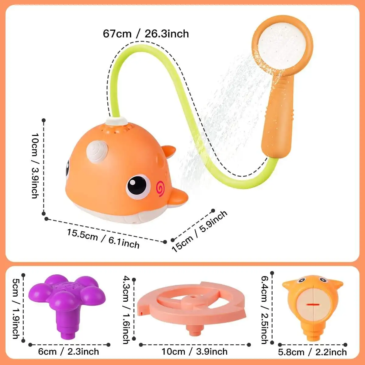 Narwhal Baby Bath Toys Shower Head Spray Water Sprinklers Waterproof Toddler Bathtub Shower Squirt Toy for Infant