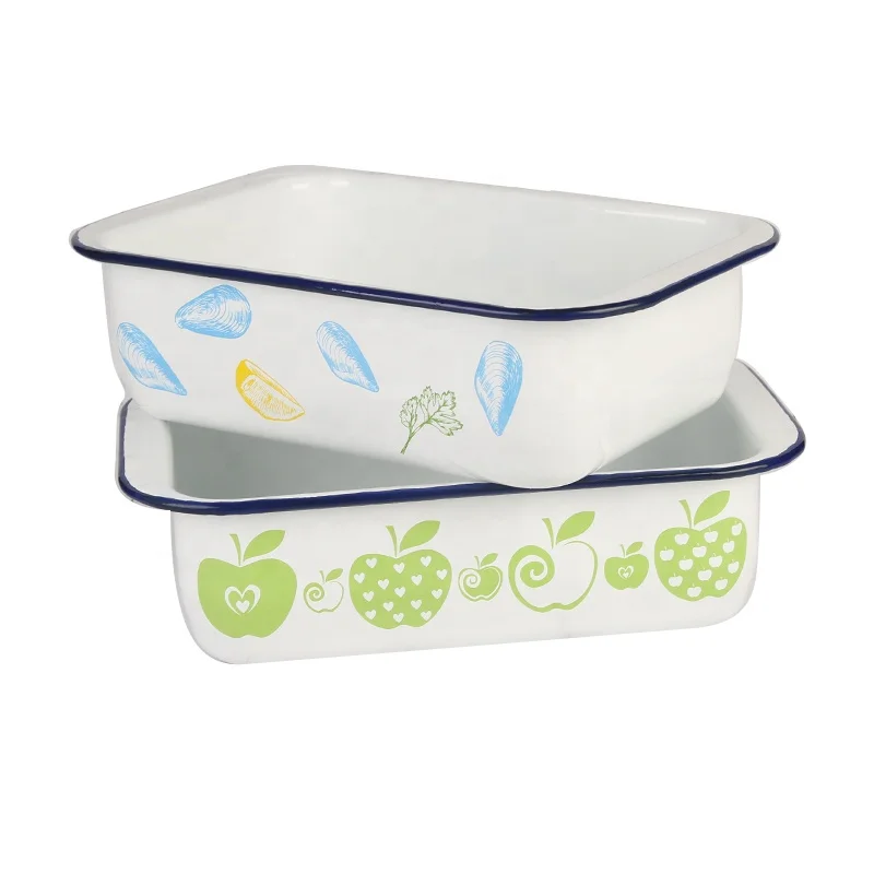 Oven / microwave use enamel baking bread pan baked pastry cake baking pan white color baking pans for cakes nonstick