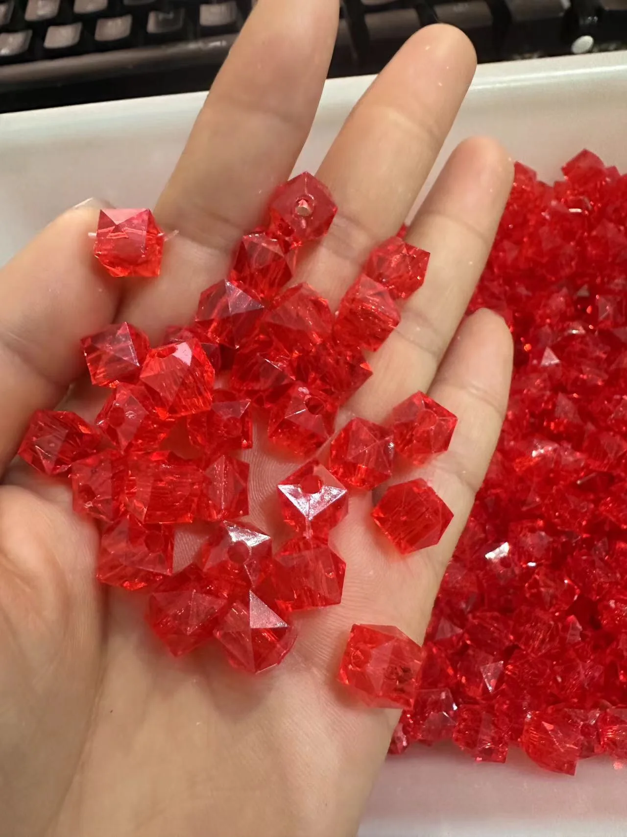 Handmade 10mm Transparent White Square Diamond Bead Braid Full Star DIY Colorful Bead Braid Acrylic Plastic Lucite Loose Beads