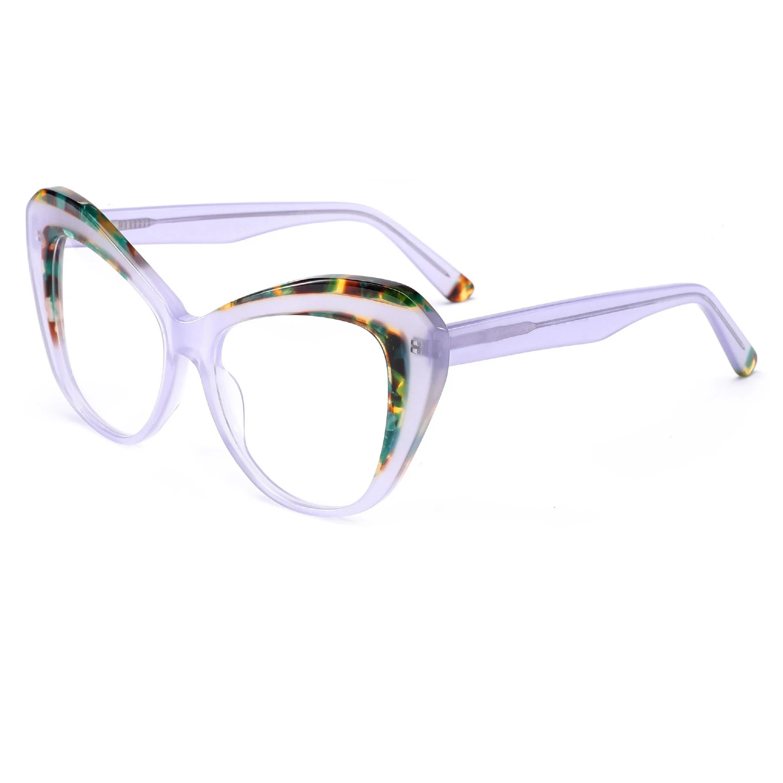 Customization Transparent Candy Color Cat Eye Handmade Lamination Acetate Eyeglasses Frames