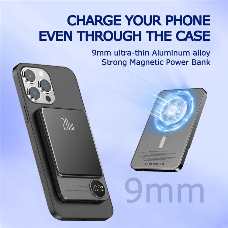 2023 New Arrivals Electronic Hot Seller Portable Powerbank 5000mAh Qi 15w OEM Magnetic Wireless Power Bank For iPhone 12 13 14