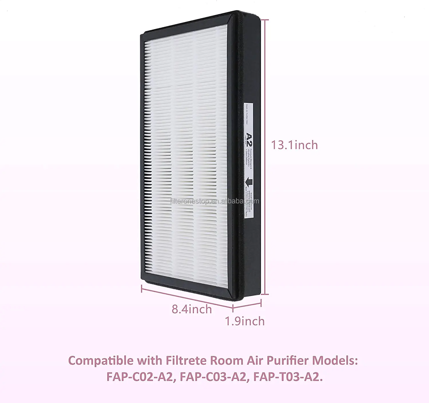 A2 Filter for 3M Filtrete Room A2 - Models FAP-C02-A2 FAP-C03-A2 FAP-T03-A2 (2+8)