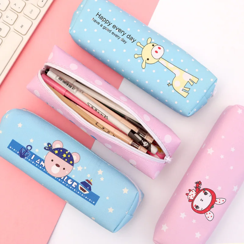 Pen case simple animal cartoon elementary school student zipper pen case unisex stationery pencil case