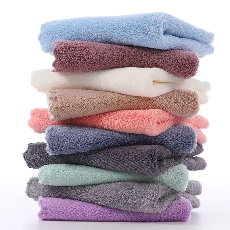 Colorful Ultra Soft coral fleece microfiber hand face Cleaning Cloth baby wash cloth towels