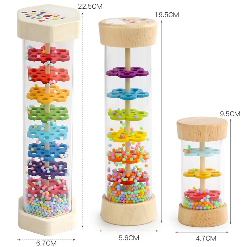 Wooden Rainbow Hourglass Sand Bell Educational Toy For Kids Baby Playing Rain Sound Simulator Toys Kids Educational Toys