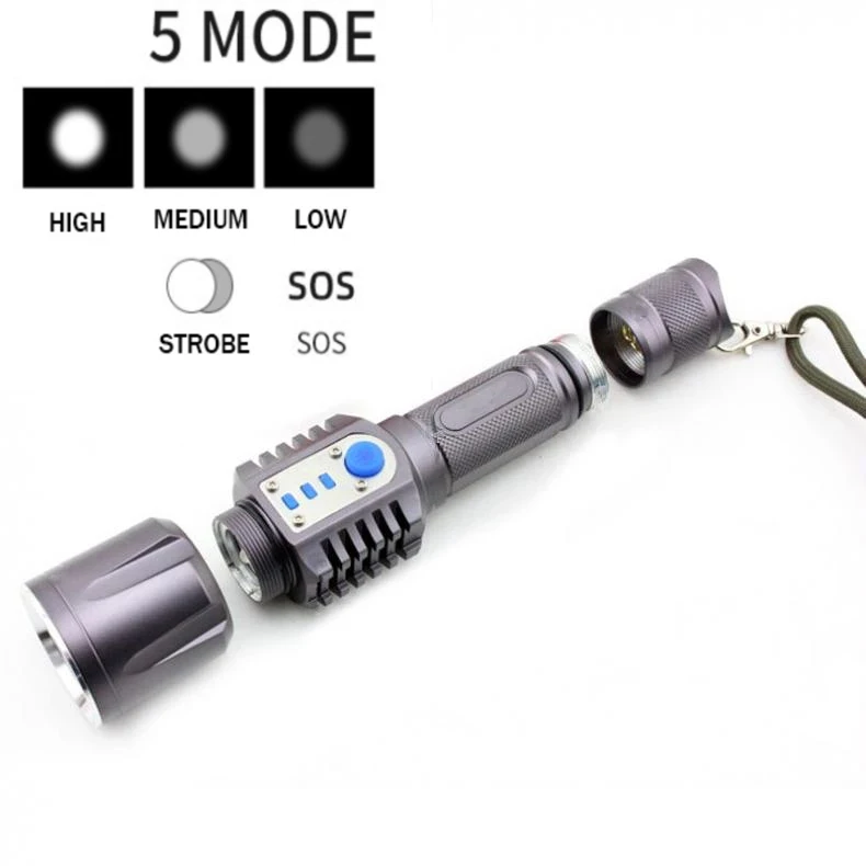 
Powerful flashligh torch powerful flashlight 3000 Lumens USB Port T6 LED flashlight Torch 5-Mode waterproof lanterna Light Lamp 