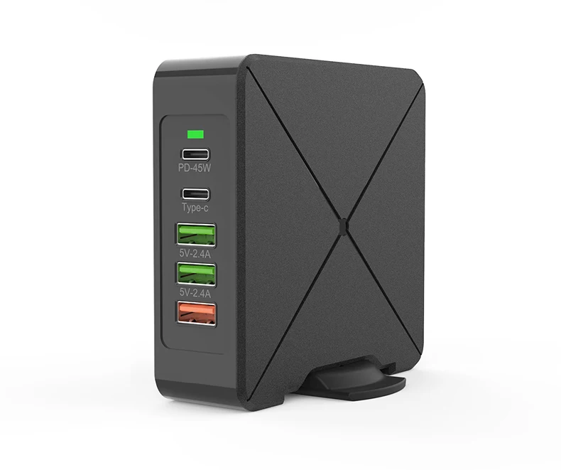 Multiple PD 75w Desktop 5 USB Ports  Charger Qi Fast Travel Adapter for Mobile phone