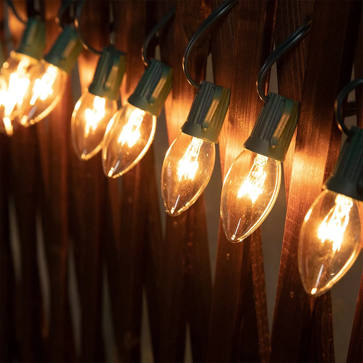 LED String Lights Indoor & Outdoor C7 Bulbs White Christmas Party & Wedding Curtain for Garden Waterproof PVC Lamp Body