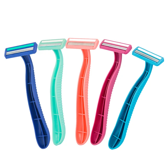 HW- B304GL triple three 3 blade disposable shaving razor Stainless Steel  Sharp blade shaver
