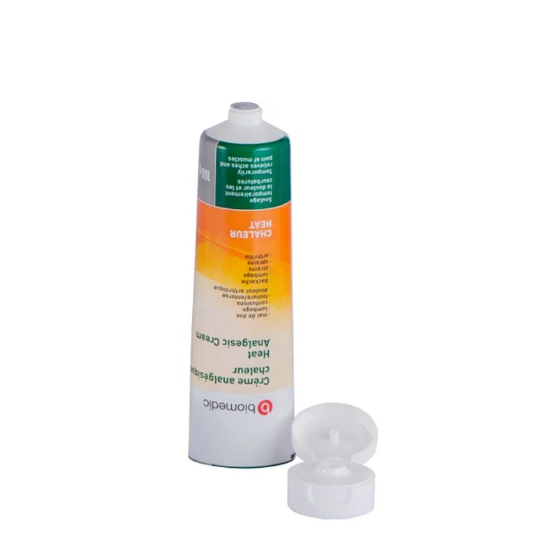 OEM 100ml ABL aluminum empty glossy white tube with flip top cap cosmetic containers and packaging