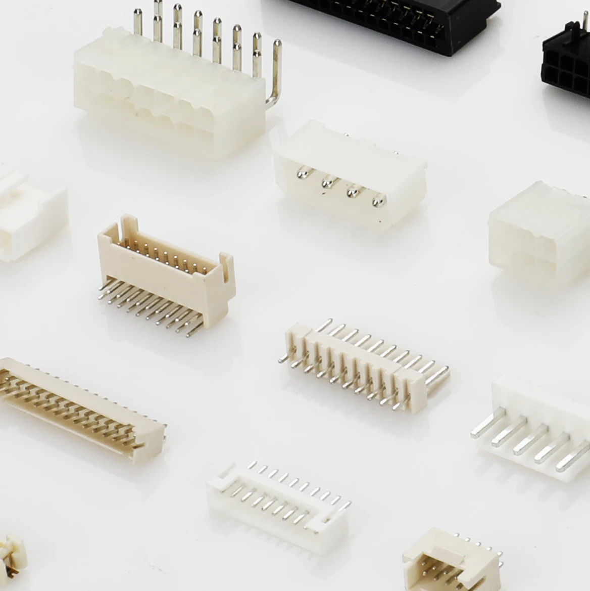 Molex connector 5569 Mini Fit 14 pin pcb header wire to board right angle 2X7 R/A 4.2mm 7A Blk Peg white 172448-0014