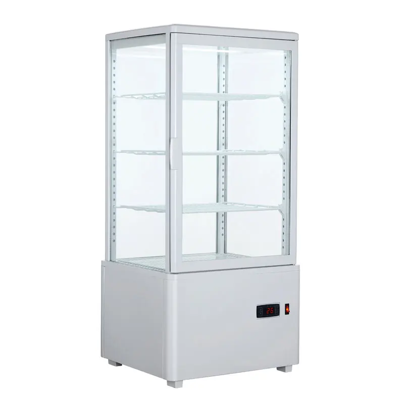 Commerccial vertical 78 liter 4 side glass display cooler upright showcase for wine and beverage cooler