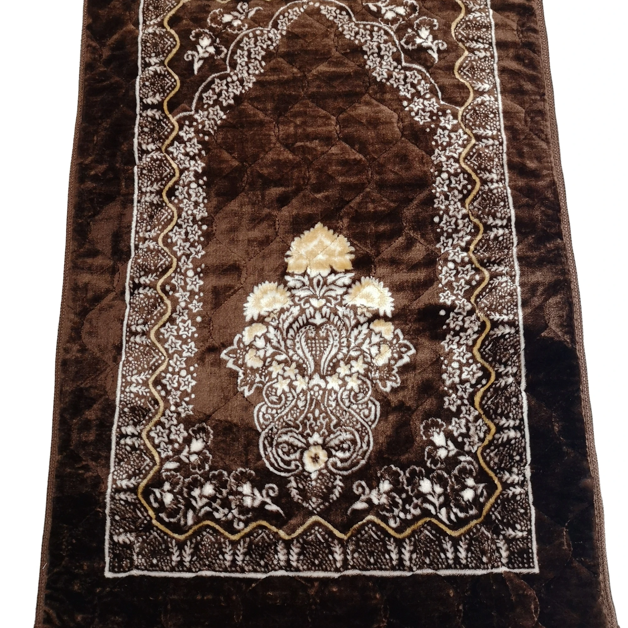 Super soft muslim prayer mat portable printed thick rug cheap durable raschel carpet