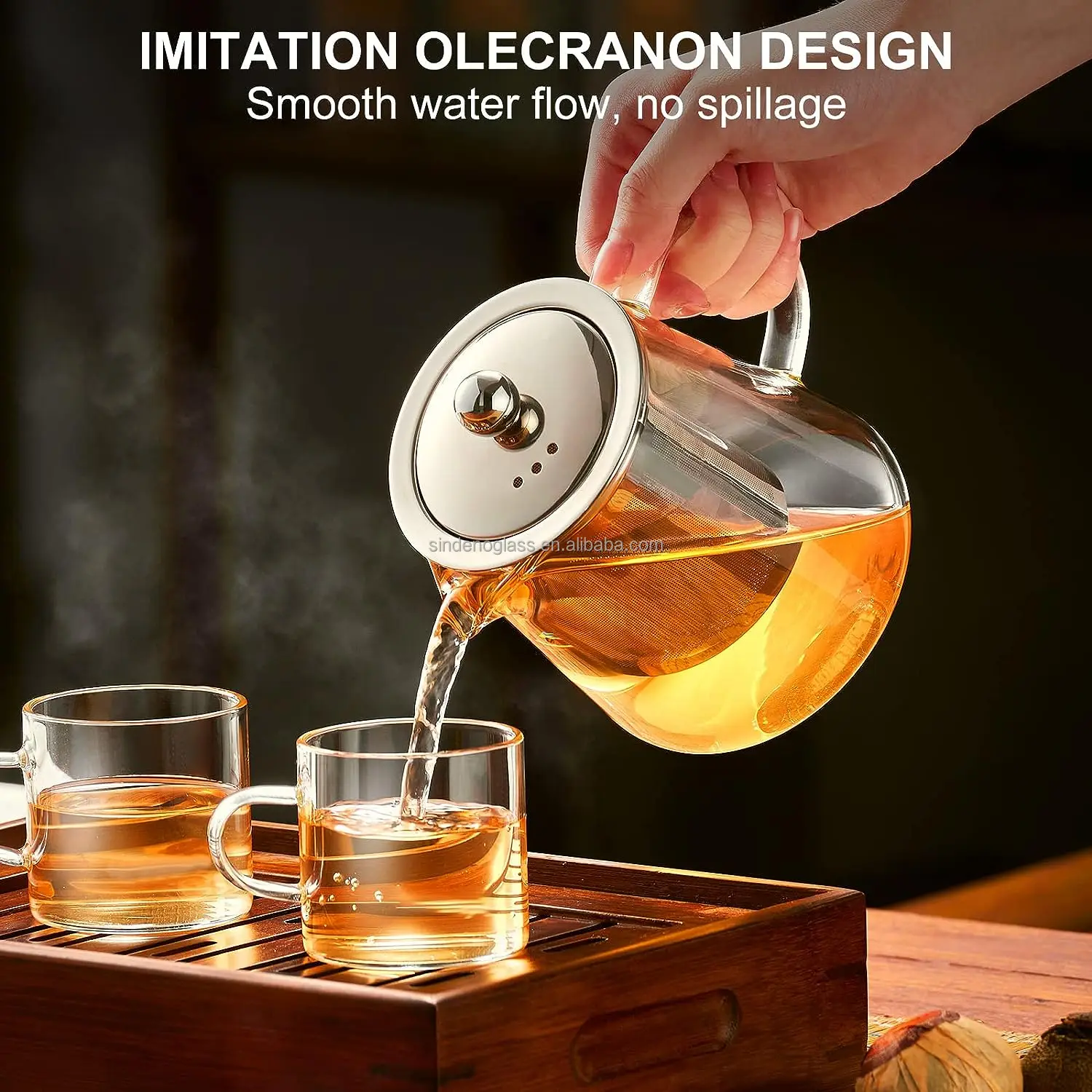 Borosilicate Glass Blooming Tea Maker  550ml 750ml 950ml 1300ml Glass Teapot With Infuser