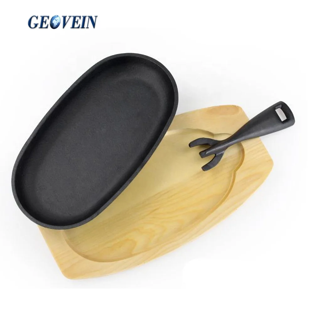 Oval BBQ Steak On Gas Stones Steaks Hot Rock Flat Grill Plate