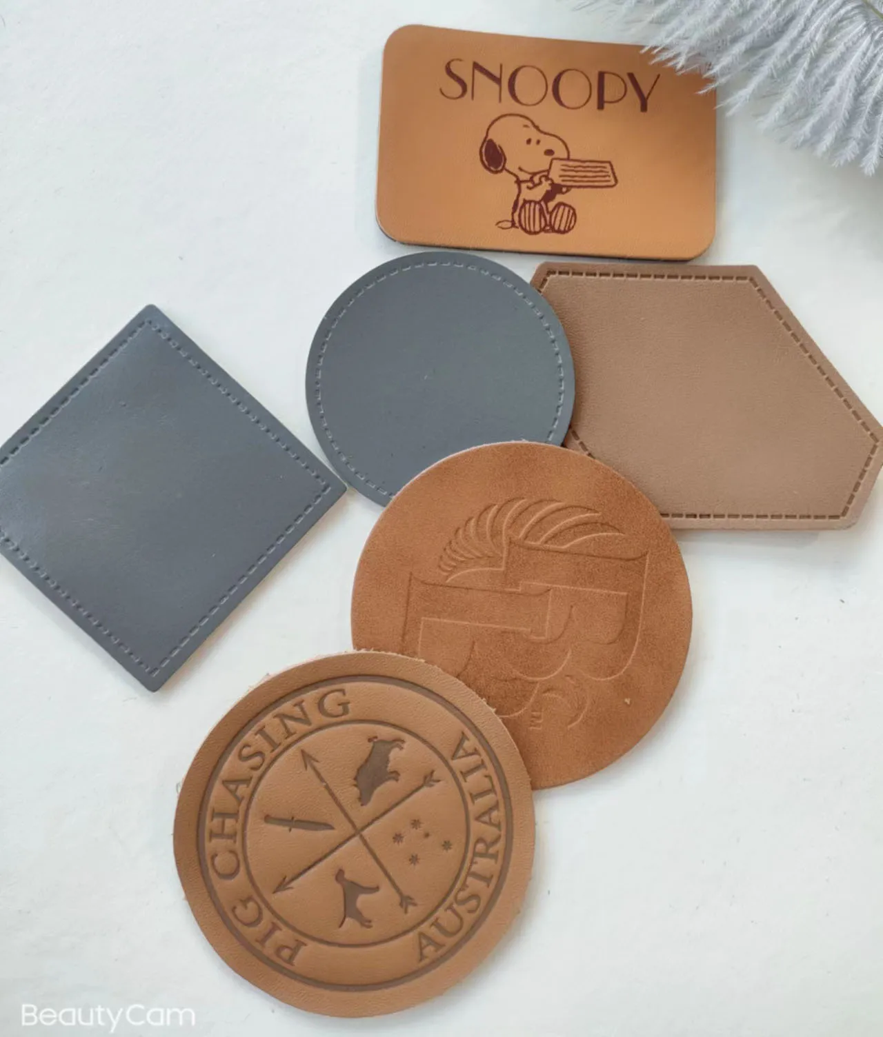 Factory wholesale custom blank leather clothing label  PU fake leather patch self-adhesive patch