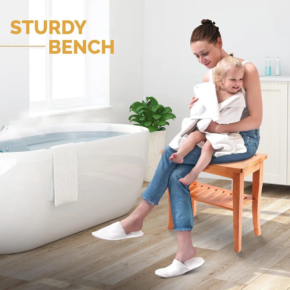 High Quality Shower Stool for Shaving Legs Shower Bench Design Bamboo Shower Stool