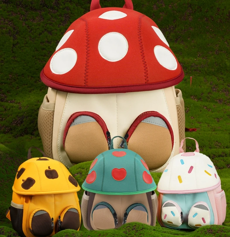 Mushroom bags cartoon baby play boys and girls shoulder kindergarten backpack