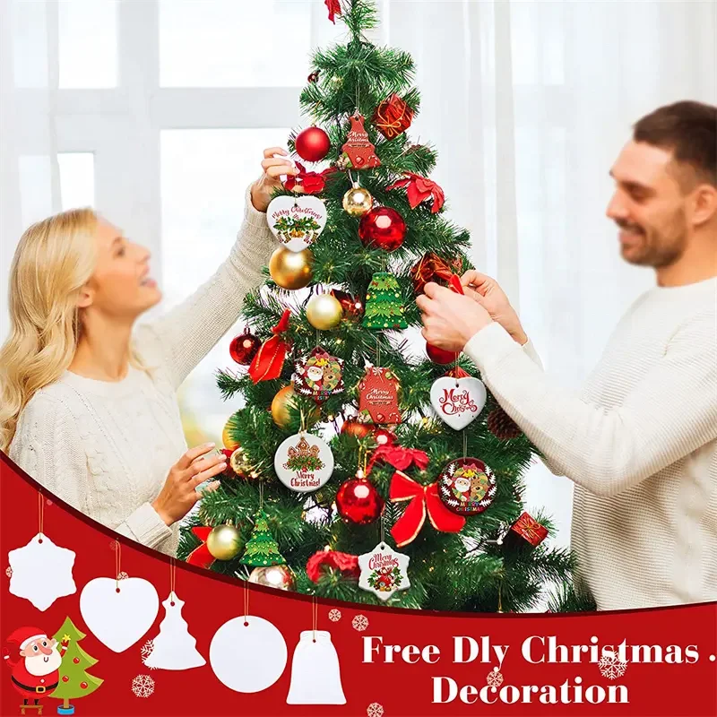 Prosub Custom Personalized DIY Photo Oval Sublimation White Blanks PBT Plastic Christmas Ornaments