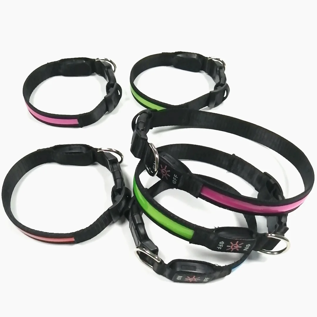 LED Light Nylon Webbing Wholesale Custom Pets Accessories Dog Collar Led Collares