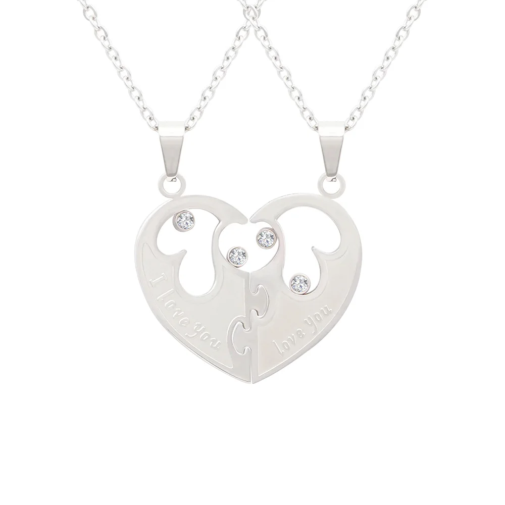 Rushed Fantastic Creative Colorfast Lover Best Friend Gift Dockable Women Men Heart Stainless Steel Necklace For Couple