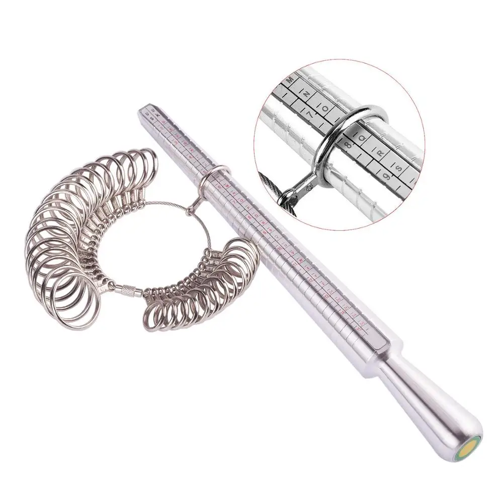 
2019 hot sale metal ring sizer Wholesale Ring Set Tool Kit Jewelry Making Measuring Tools Ring Sizer 