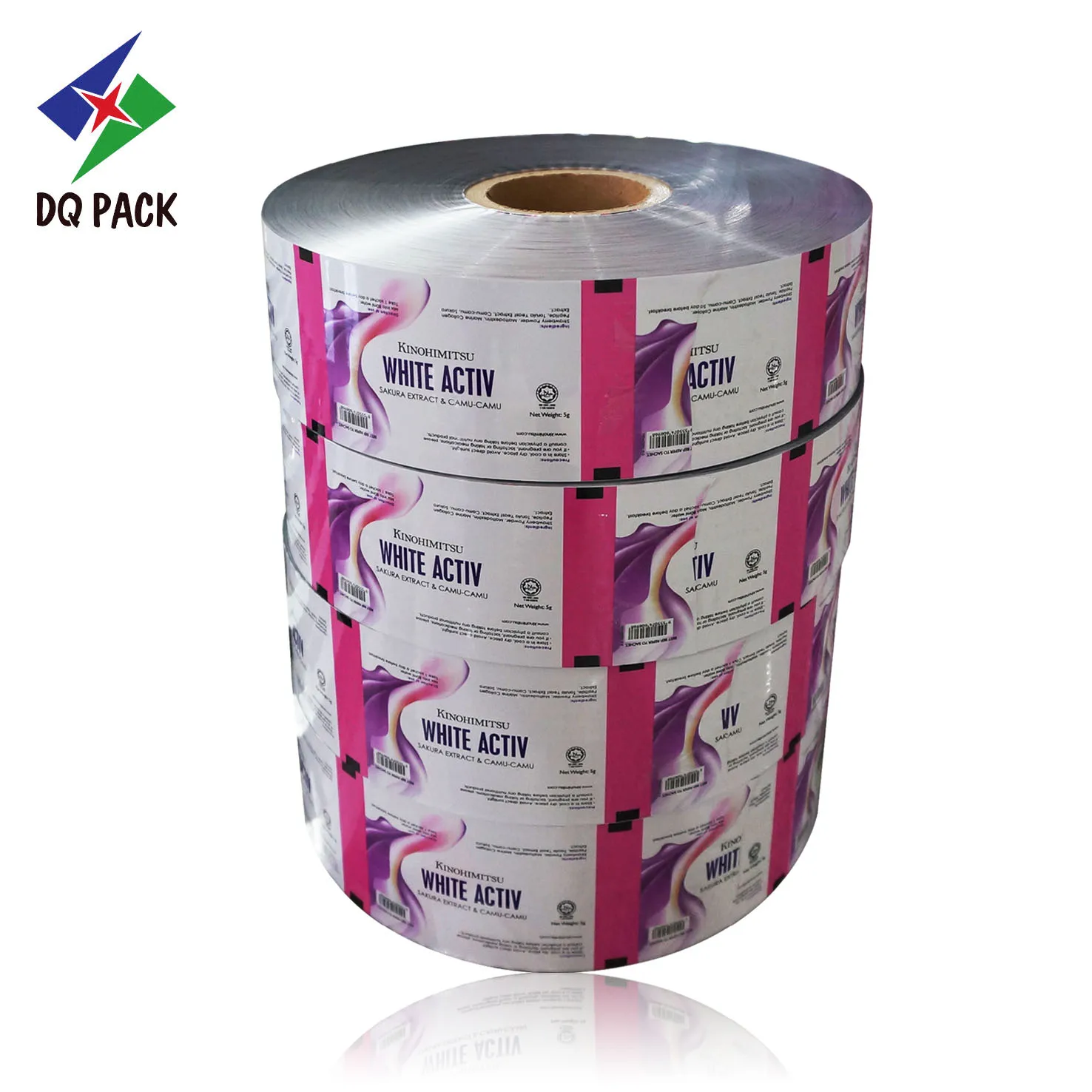 DQ PACK Custtom печать металлизированная рулонная пленка пластиковая бисквитная пищевая Косметическая мыльная упаковочная