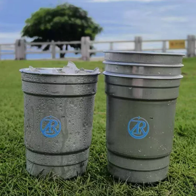 Custom Logo Commercial Promotion Party 100% Recyclable Stackable Single Wall Cup Metal Aluminum Beer Mug