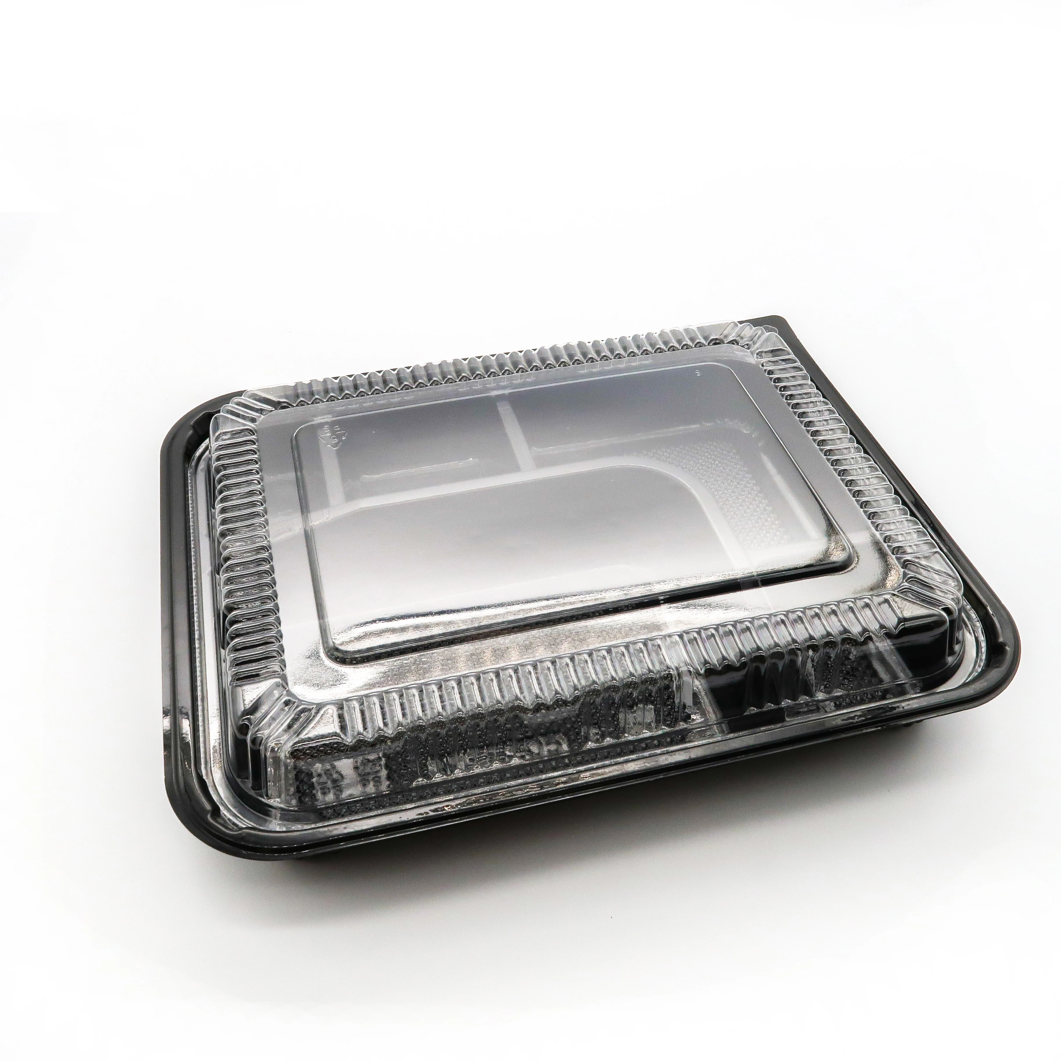 China Custom Classic Travel Clear Stackable Square Reusable Food Container Recycled Plastic Bento Lunch Box