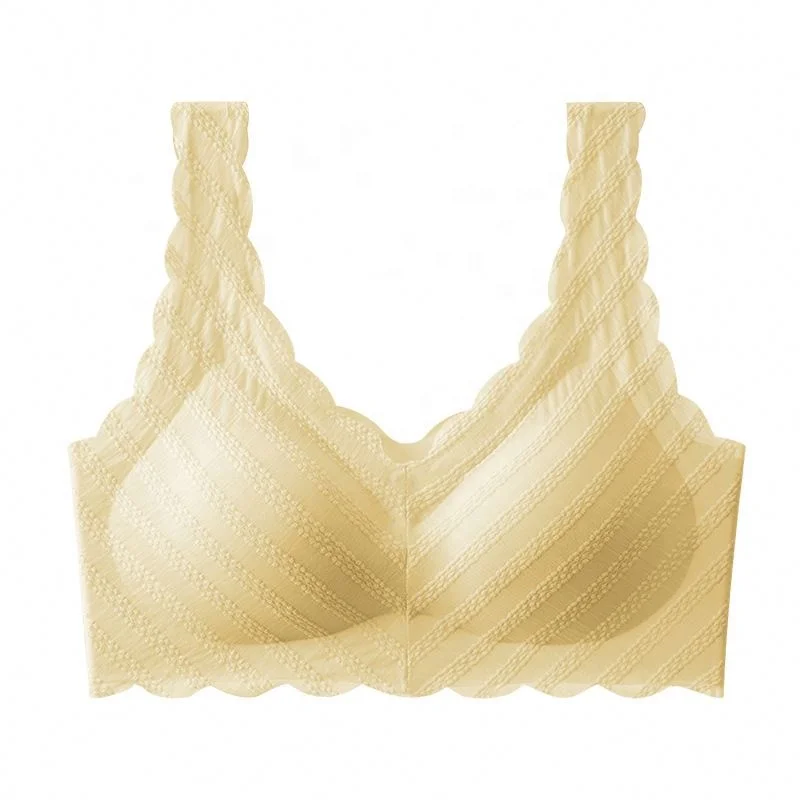 High Texture vest style bubble pattern lace beautiful back push up comfort anti-sagging nude feel traceless lace underwear