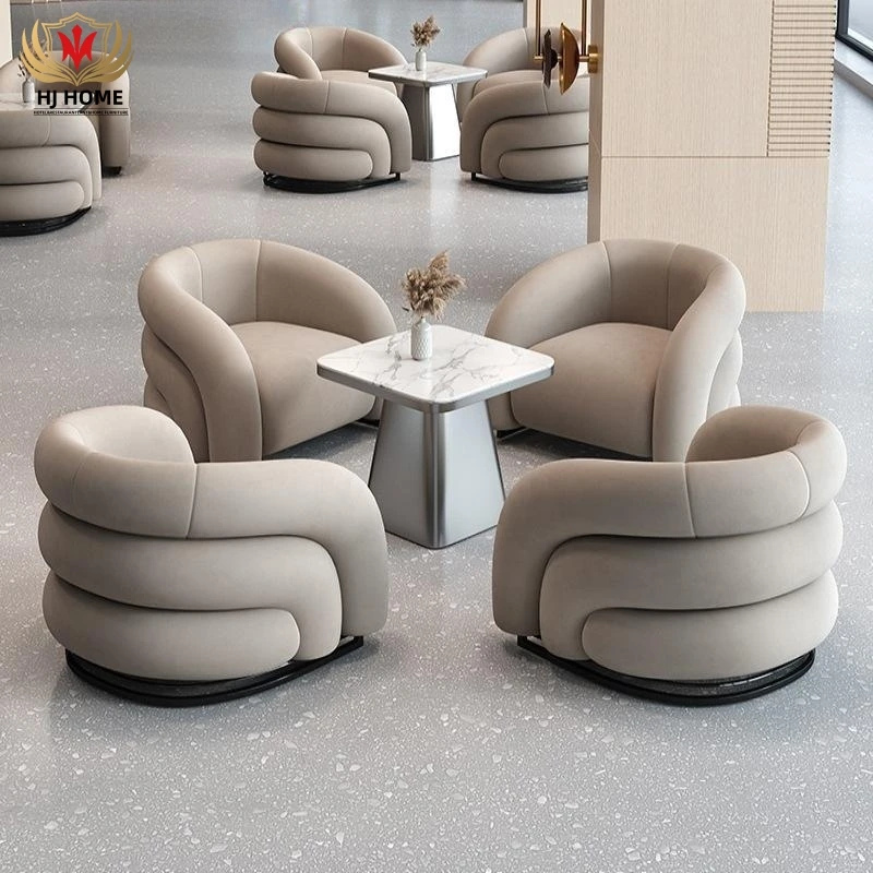 HJ HOME Modern Office Building leisure Armchair Nordic Reception Lobby Corner Yellow Chair And Marble Table