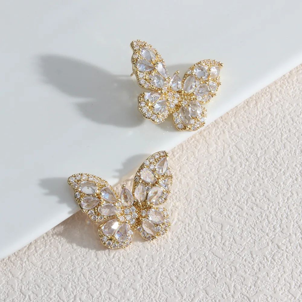 14K/18K Gold Plated 3A Cubic Zircon Diamond With 925 Pin Butterfly Earrings Lightning Bolt Dainty Earrings for Women