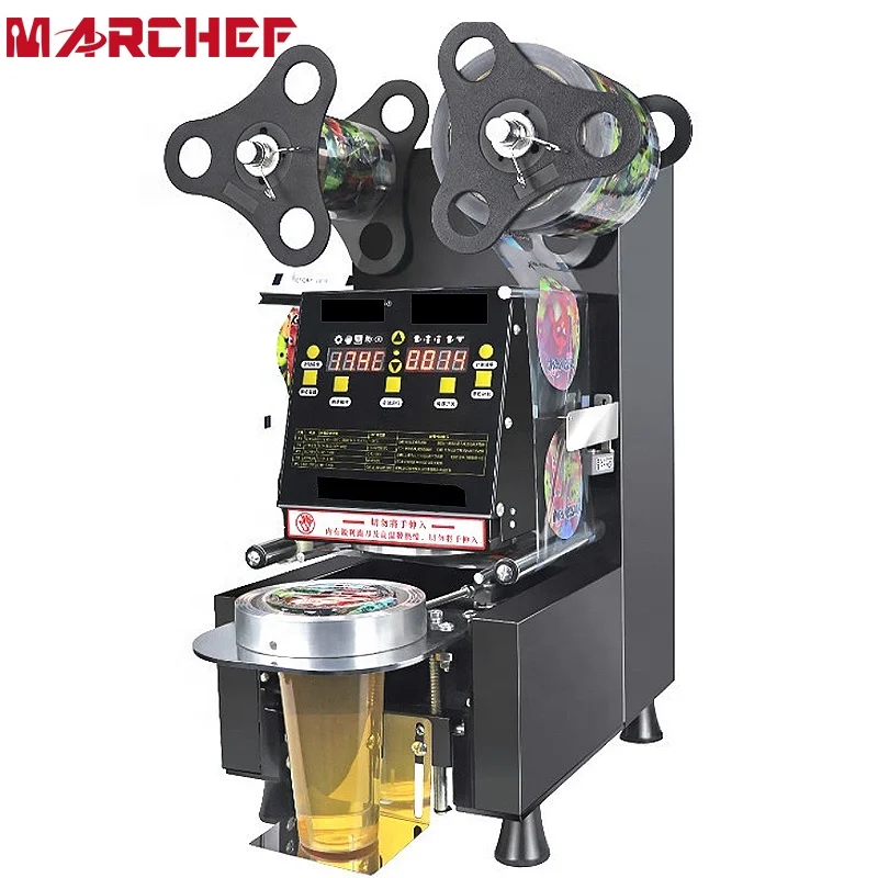CE Automatic electric milk tea 200mm food plastic cup sealing machine