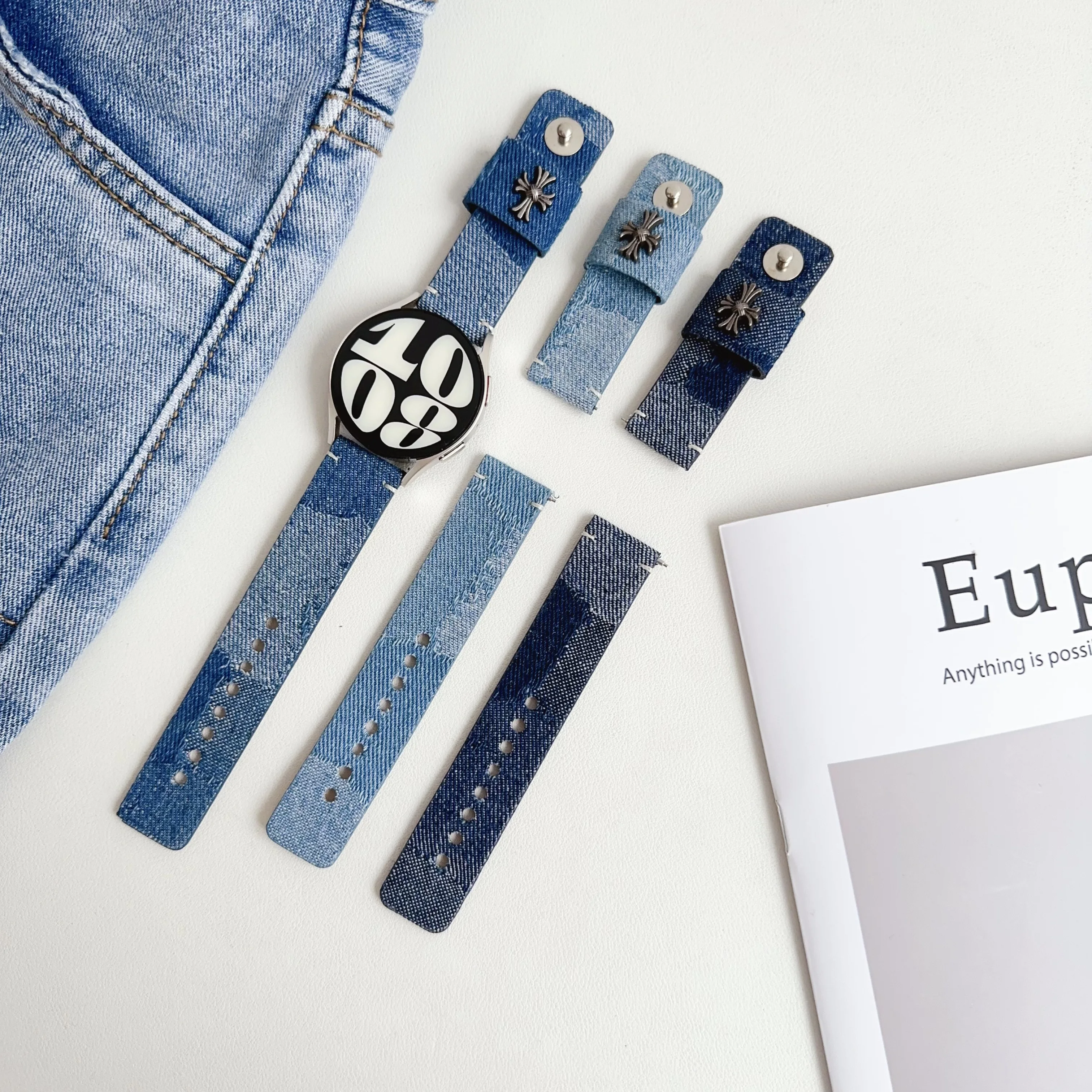 20mm blue fabric watch straps for Samsung galaxy huawei smart watch 20mm CH cow nylon watch bands