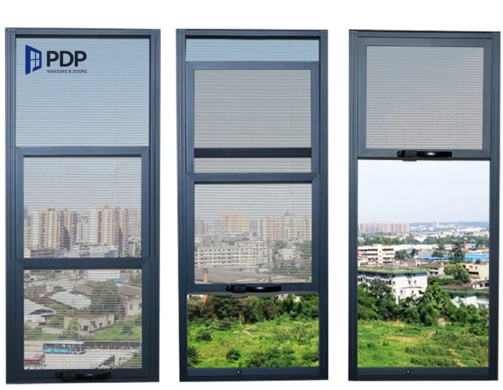 Free Design Double Hung Black Window Sliding SoundProof Energy Effective Aluminum Profiles Vertical Opening Pattern Steel Frame