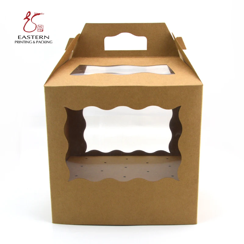 Cake Packaging Box New Arrival Wholesale Price White cardboard Soy Ink Cake Box With Handle