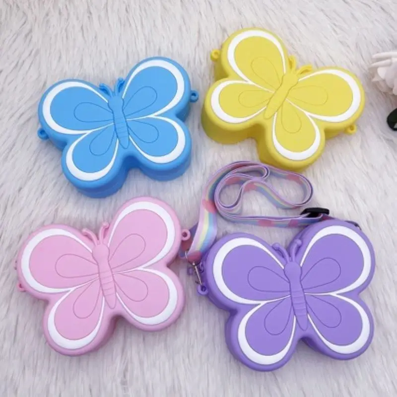 New Designer Fashion Cartoon Girls butterfly shape shoulder bags  Crossbody Bags Kids Mini wallet coin purse