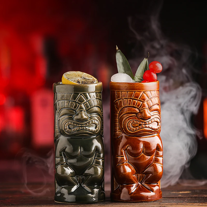 Wholesale Custom Reusable Ceramic Funny Creative TIKI Cocktail Glasses Hawaii Tiki Cup Tiki Martini Glass Mugs Bar