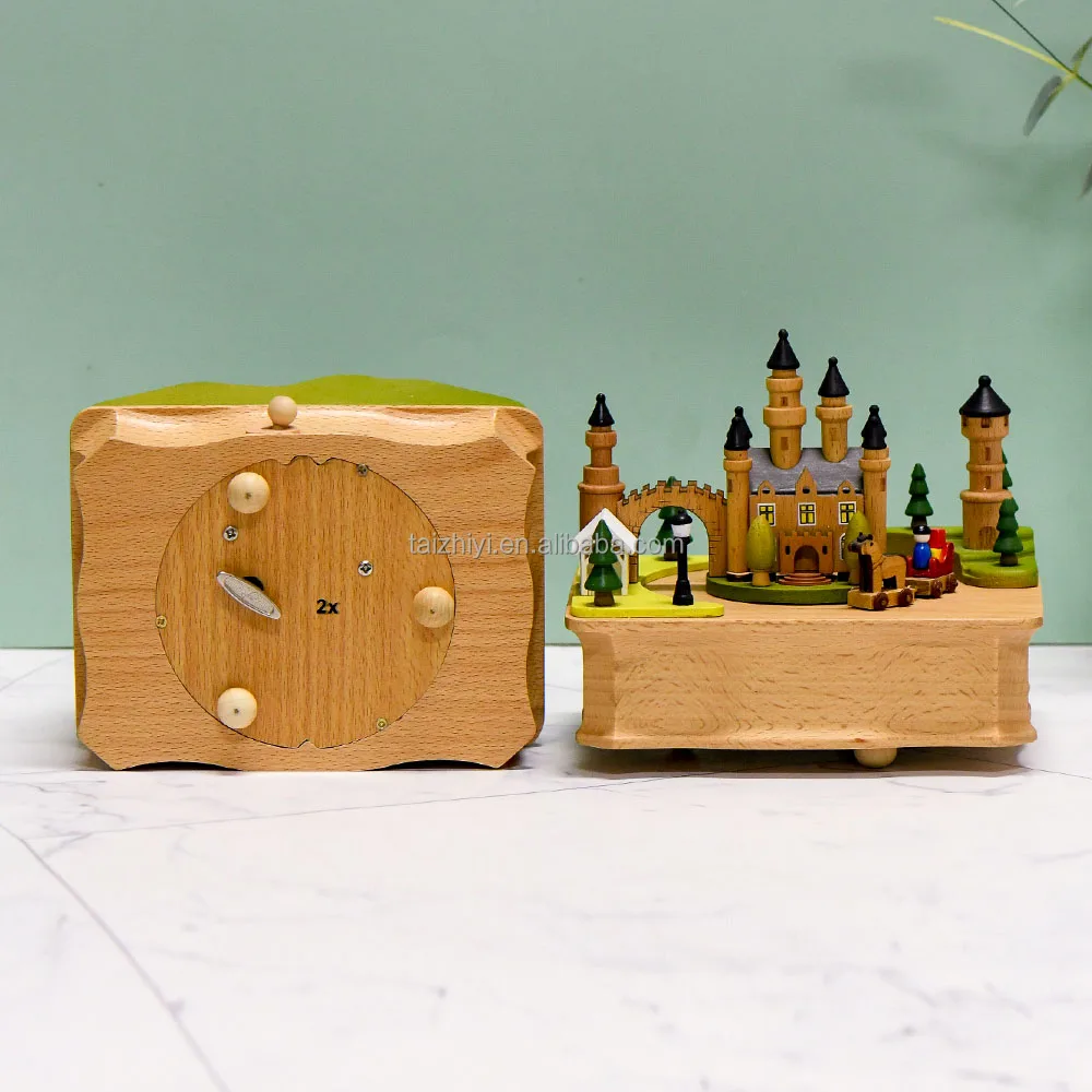 Latest Designs Wooden Toy Musical Box Logo Name Customization Clockwork Music Box for Children Gifts