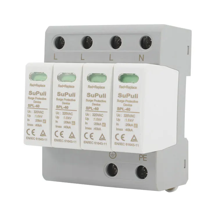 Surge Arrester Parafoudre AC 3 Phase+N 385V 20Ka 40KA SPD AC Surge Protector Device For Lightning Protector